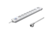 Kabel zasilający (zewnętrzny) - Qoltec 50293 listwa przeciwprzepięciowa - 8 gniazd AC - 230 V - 2200 W - 1.5 m - Biały - 50293