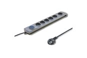 Kabel zasilający (zewnętrzny) - Qoltec Quick switch 50165 listwa przeciwprzepięciowa - 6 gniazd Type F - 1.8 m - 3680 W - Szary - 50165