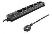 Kabel zasilający (zewnętrzny) - Qoltec 50111 listwa przeciwprzepięciowa - 6 gniazd Type E - 1.8 m - Czarny - 50111