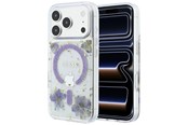 Telefon - Pokrowiec i etui - GUESS Resin Flowers Glitter MagSafe Case for iPhone 18 Pro Max / 17 Pro Max - Purple - 3666339681159