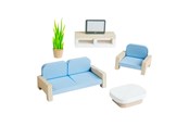 Zabawki drewniane - Bigjigs Wooden Dollhouse Furniture Living Room - 5-piece. - 38005