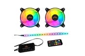 Wentylator obudowy - DUTZO RGB Kit 2 - 2x fan + 1x LED strip + remote & controller - 120mm - Czarny ze światłem RGB - 24 dBA - DRGB-BUNDLE2