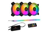 Wentylator obudowy - DUTZO RGB Kit 3 - 3x fan + 1x LED strip + remote & controller - 120mm - Czarny ze światłem RGB - 24 dBA - DRGB-BUNDLE3