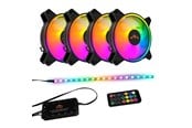 Wentylator obudowy - DUTZO RGB Kit 4 - 4x fan + 1x LED strip + remote & controller - 120mm - Czarny ze światłem RGB - 24 dBA - DRGB-BUNDLE4