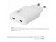 Telefon - Adapter i Ładowarka - X2O 65W GaN Dual SLIM AVS Charger (Incl. 1.5 m USB-C to USB-C Cable) - White - 01057