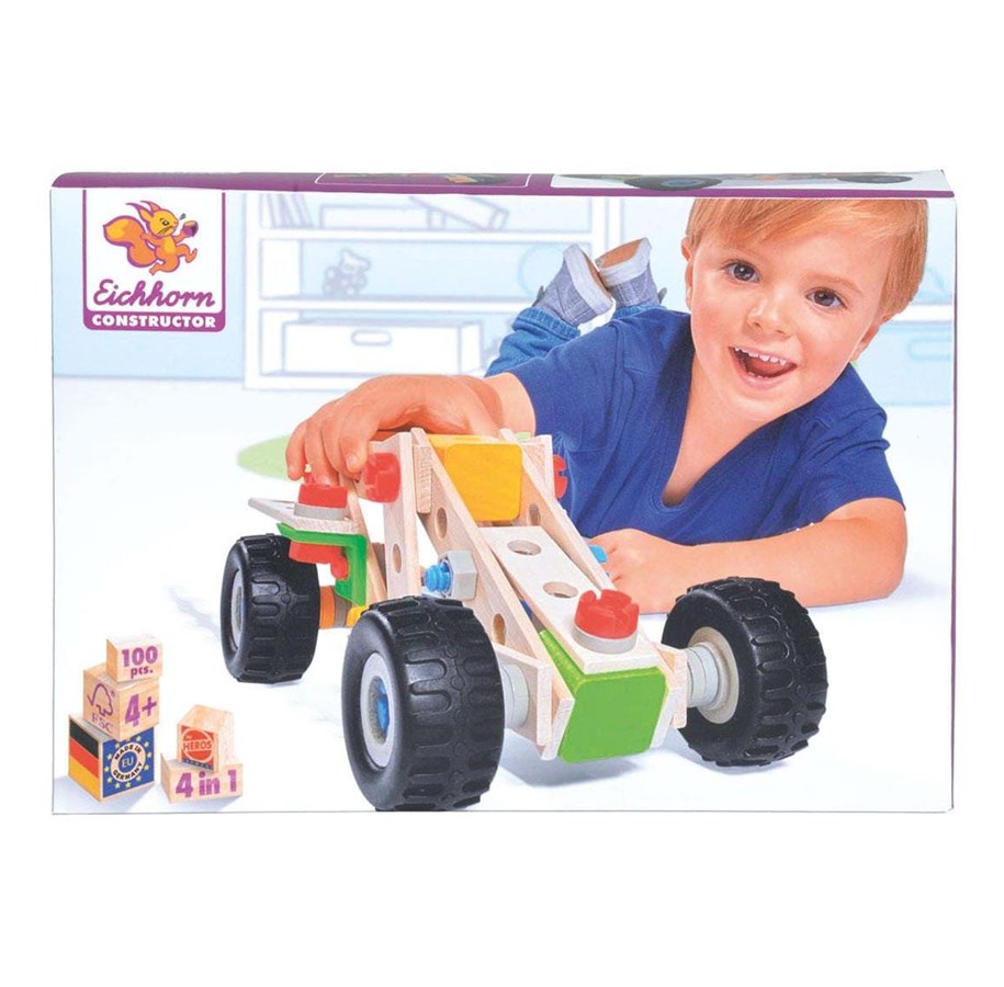 Zabawki drewniane - Eichhorn Constructor 4in1 100 pcs - 100039028