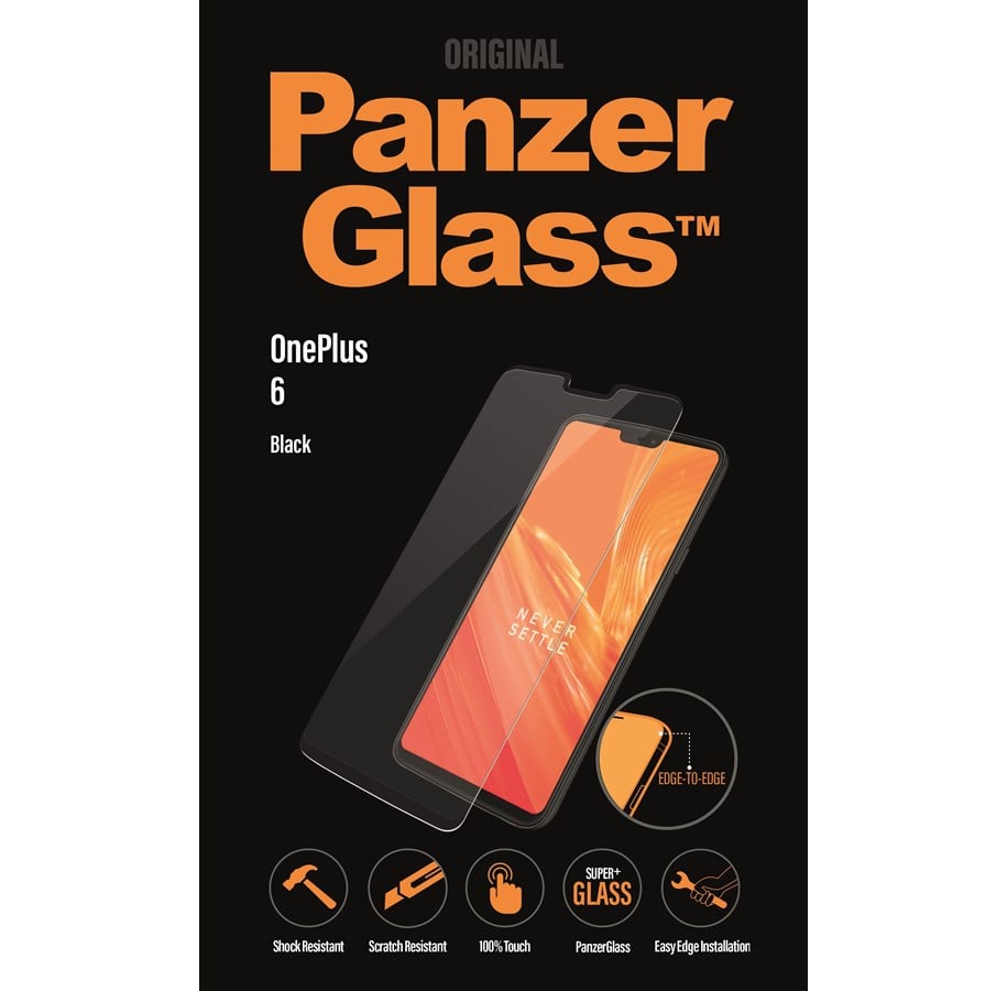 Telefon - szklo ochronne - PanzerGlass OnePlus 6 - Black - PANZER7006