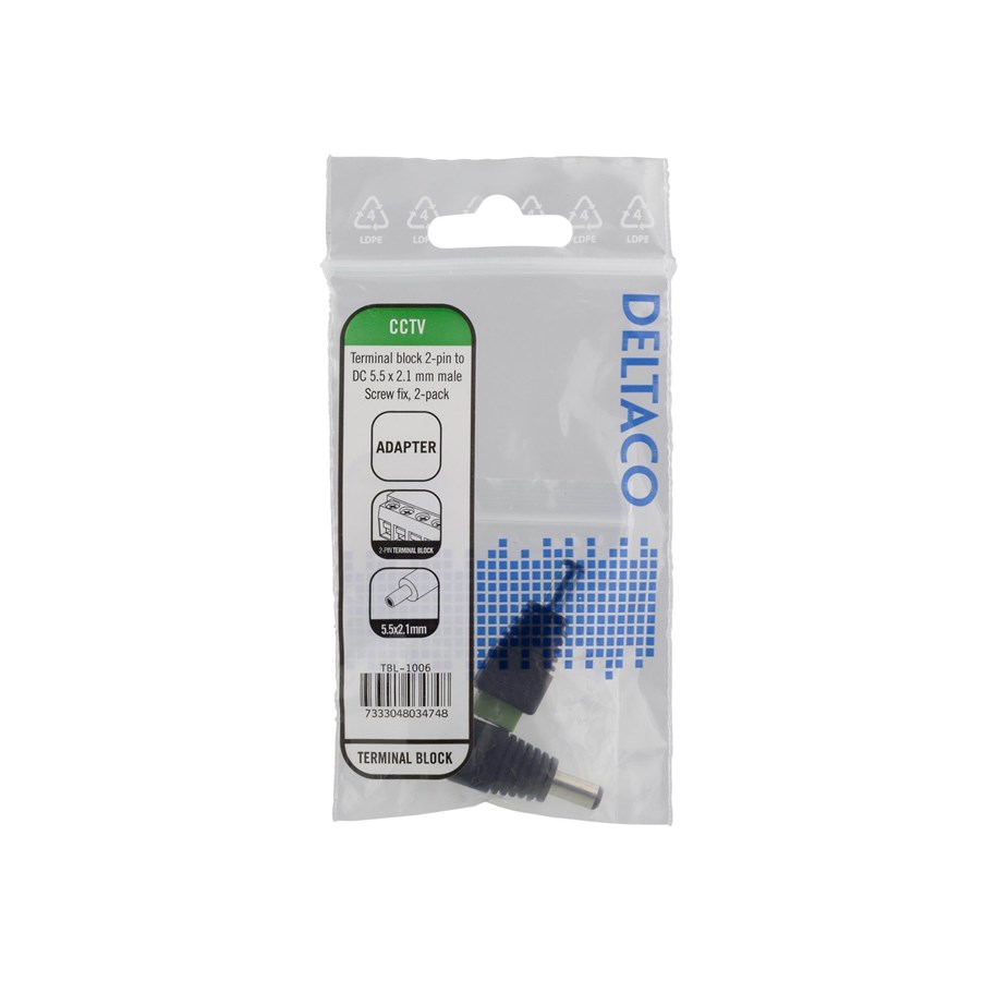 Kable - rózne - Deltaco 2-pin Terminal block to 5.5 DC 2-Pack Sc - TBL-1006