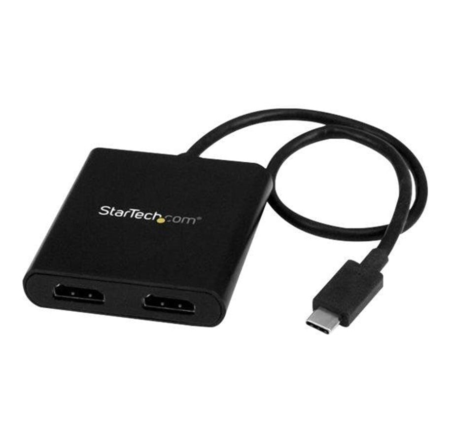 Kabel wyswietlacza - StarTech.com 2-Port USB-C to HDMI MST Hub - 4K Dual Monitor Splitter - external video adapter - black - MSTCDP122HD