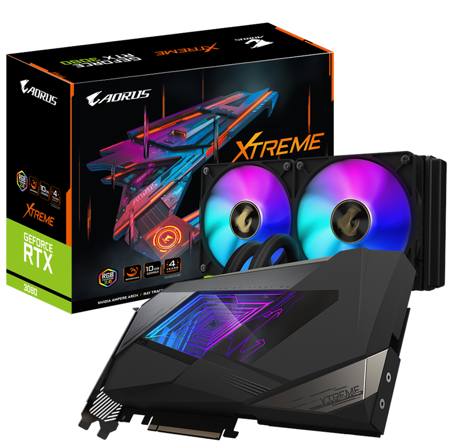 Karta graficzna - GIGABYTE GeForce RTX 3080 AORUS WaterForce Xtreme - 10GB GDDR6X RAM - Karta graficzna - GV-N3080AORUSX W-10GD
