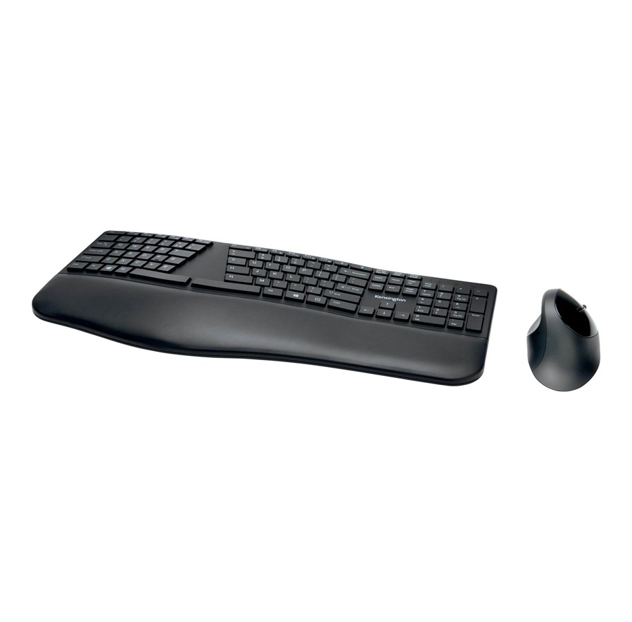Klawiatura - Kensington Pro Fit Ergo Wireless Keyboard and Mouse - Zestaw klawiatura i mysz - Czarny - K75406PN