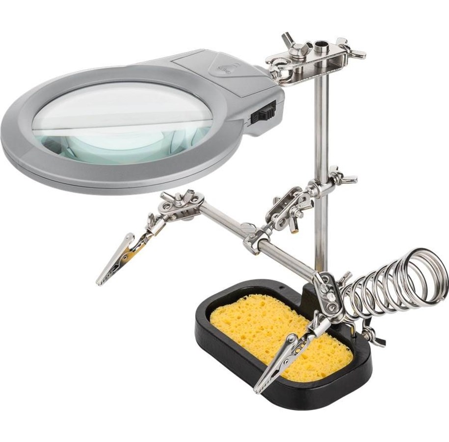 Narzedzia - Fixpoint Third hand’ soldering support with magnifier and h - 4040849512261