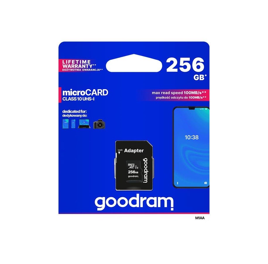 Karta pamieci - GOODRAM memory card Micro SDXC 256GB Class 10 UHS - M1AA-2560R12