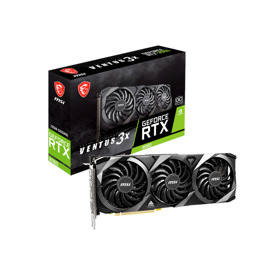 Karta graficzna - MSI GeForce RTX 3060 VENTUS 3X OC LHR - 12GB GDDR6 RAM - Karta graficzna - RTX 3060 VENTUS 3X 12G OC