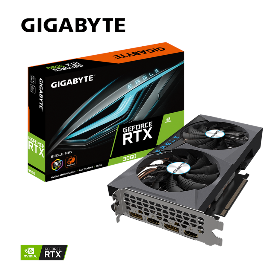 Karta graficzna - GIGABYTE GeForce RTX 3060 EAGLE - 12GB GDDR6 RAM - Karta graficzna - GV-N3060EAGLE-12GD