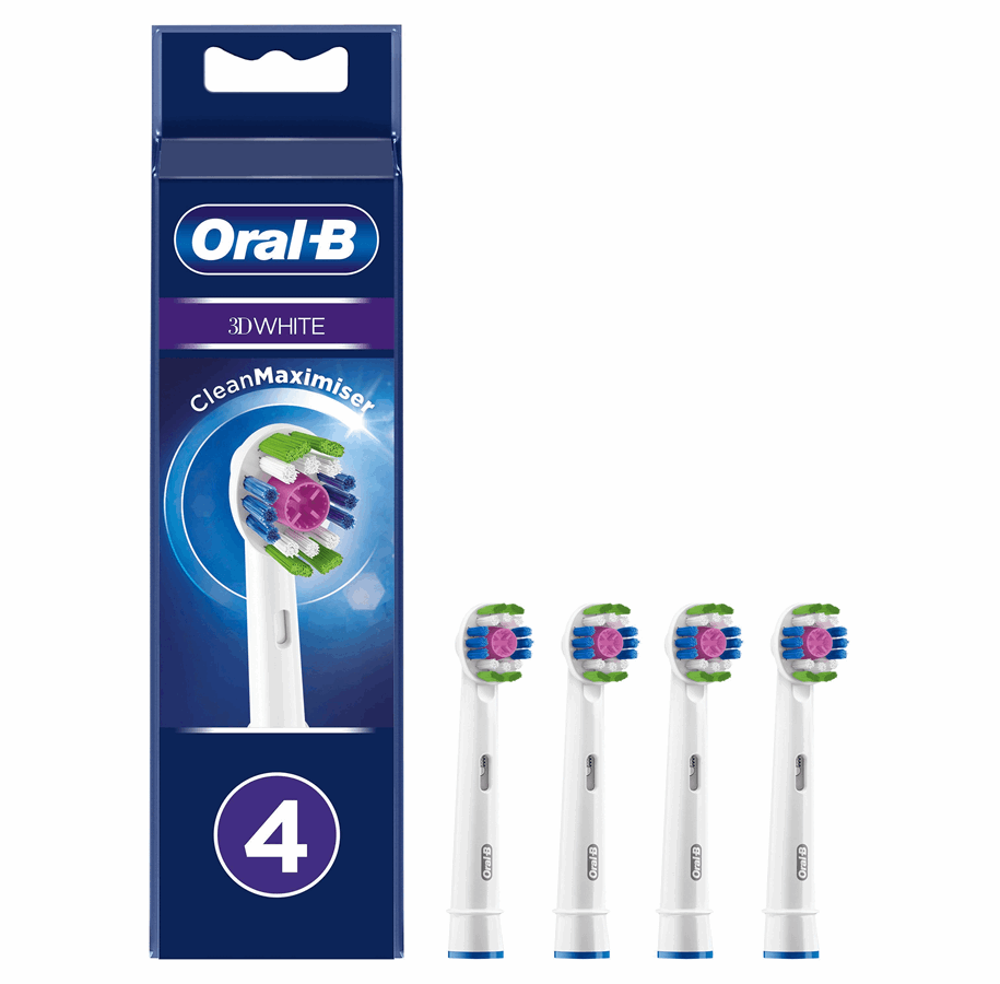 Szczoteczka elektryczna do zebów - Oral-B Akcesoria 3D White 4 pcs - 4210201324829