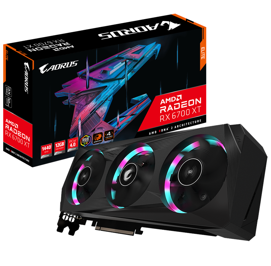 Karta graficzna - GIGABYTE Radeon RX 6700 XT AORUS Elite - 12GB GDDR6 RAM - Karta graficzna - GV-R67XTAORUS E-12GD