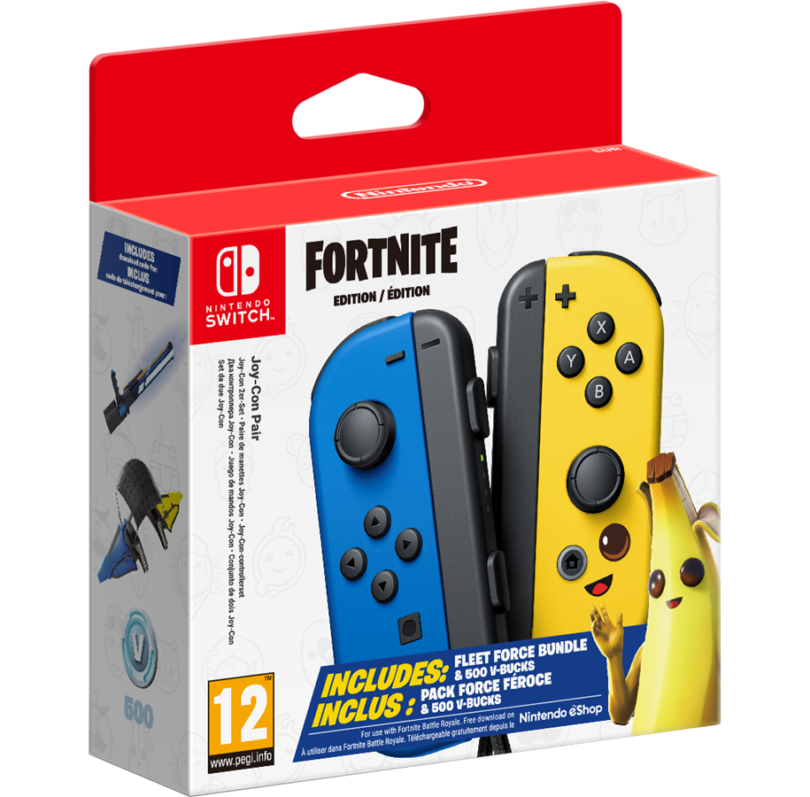 Akcesoria dla graczy - Nintendo Joy-Con Controllers (Pair) Blue & Yellow - Fortnite Edition - Wireless Controller - Nintendo Switch - 0045496431471