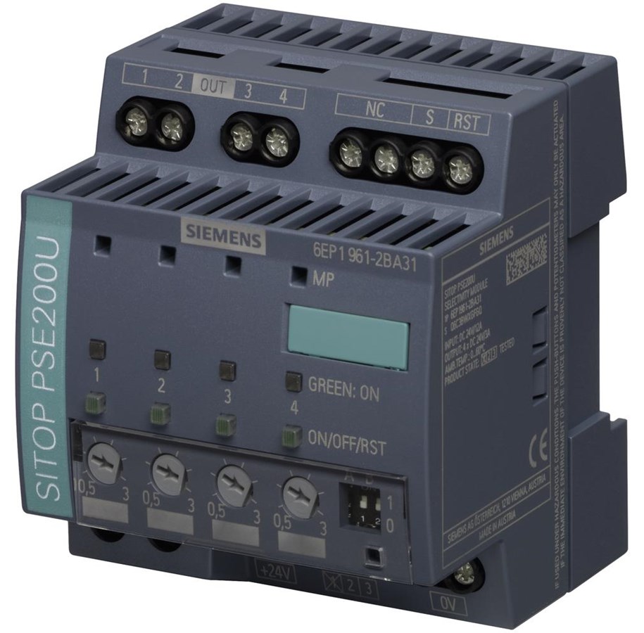 Komponenty do szaf sterowniczych i obudów - Siemens Sitop pse200u 3 a selectivity module 4 channels input: 24 v dc output: 24v dc/3 a - 6EP1961-2BA31