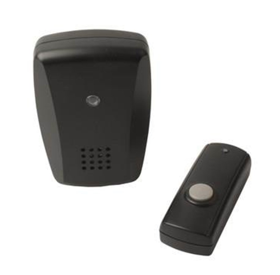 Urządzenia elektryczne - Elworks Doorbell kit wireless 1 push button athen black - 26-575-2