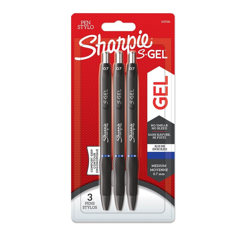 Przybory do pisania i rysowania - Sharpie S-Gel | Gel Pens | Medium Point (0.7mm) | Blue Ink | 3 Count - 2137256