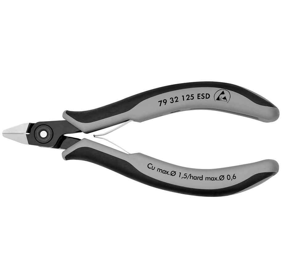 Narzedzia reczne  - KNIPEX Precyzyjne szczypce tnące boczne dla elektroników ESD - 79 32 125 ESD