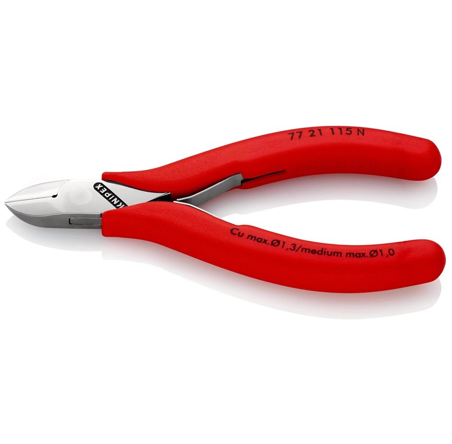 Narzedzia reczne  - KNIPEX Szczypce tnące boczne dla elektroników, ze złączem wsuwkowym - 77 21 115 N