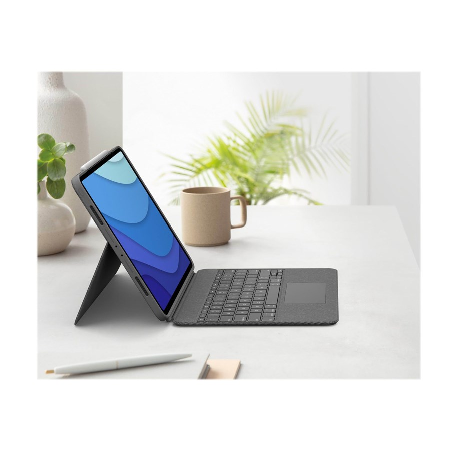 Klawiatura - Logitech Combo Touch - keyboard and folio case - with trackpad - QWERTY - US International - oxford grey - Etui z klawiaturą - Universal - Szary - 920-010257