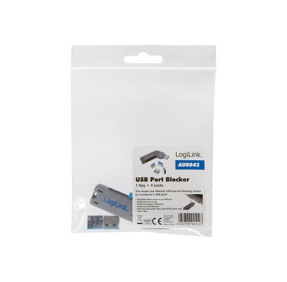 Akcesoria komputerowe - LogiLink USB-A port blocker (1x key and 4x locks) - AU0043