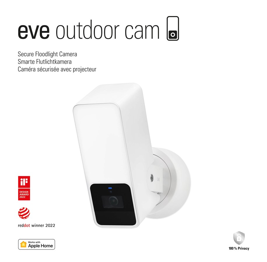 Inteligentny dom - Eve Outdoor Cam White - Secure Floodlight Camera for Apple HomeKit - 10ECG8101
