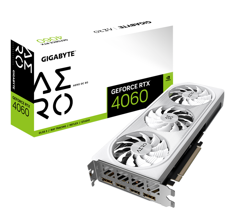 Karta graficzna - GIGABYTE GeForce RTX 4060 AERO OC - 8GB GDDR6 RAM - Karta graficzna - GV-N4060AERO OC-8GD
