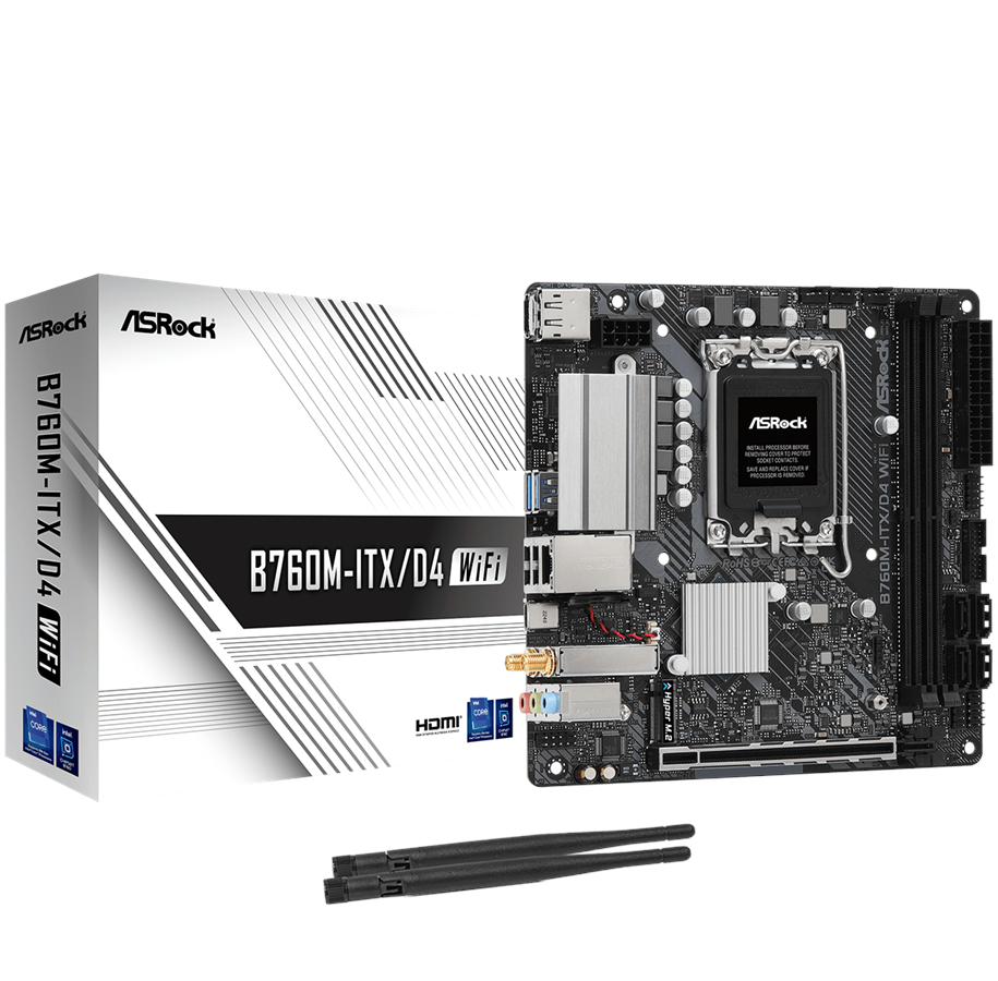Płyta główna - ASRock B760M-ITX/D4 WiFi Płyta główna - Intel B760 - Intel LGA1700 - DDR4 RAM - Mini-ITX - 90-MXBKY0-A0CAYZ