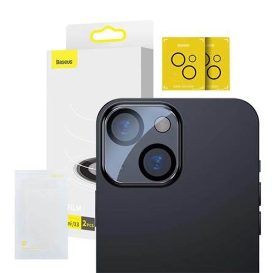 Telefon - szklo ochronne - Baseus Camera Lens Film for iPhone 13/13 Mini (2pcs) - SGQK000002