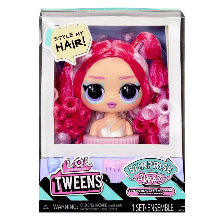Lalka, mis i akcesoria - L.O.L. Surprise! Tweens Surprise Swap Styling Hair Head - 593522EUC