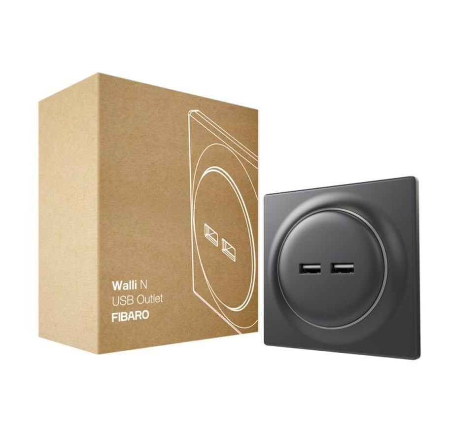 Inteligentny dom - Fibaro Walli N USB Outlet Anthracite - FGWU-021-8