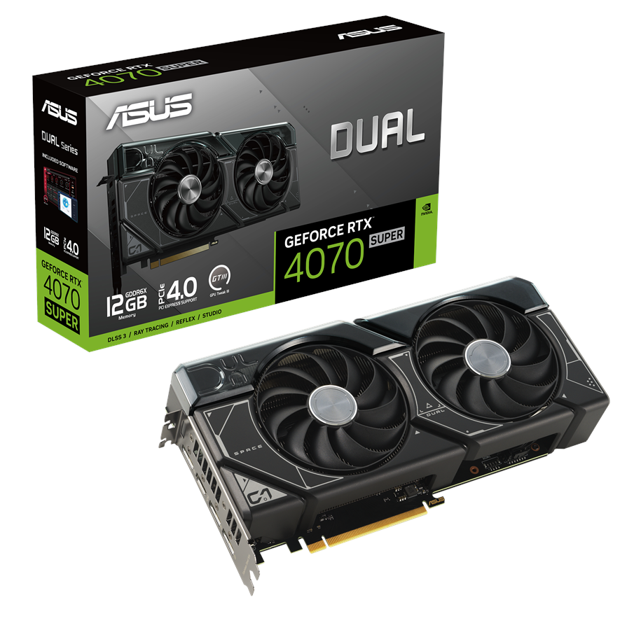 Karta graficzna - ASUS GeForce RTX 4070 SUPER DUAL - 12GB GDDR6X RAM - Karta graficzna - 90YV0K83-M0NA00