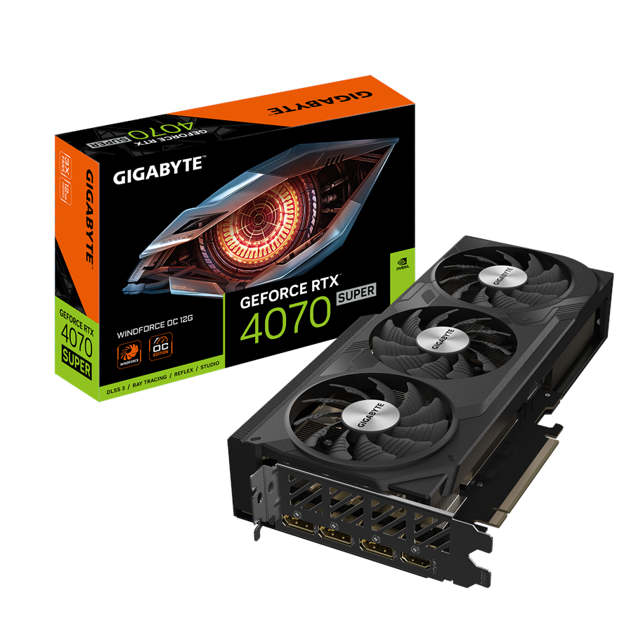 Karta graficzna - GIGABYTE GeForce RTX 4070 SUPER WindForce 3 OC - 12GB GDDR6X RAM - Karta graficzna - GV-N407SWF3OC-12GD