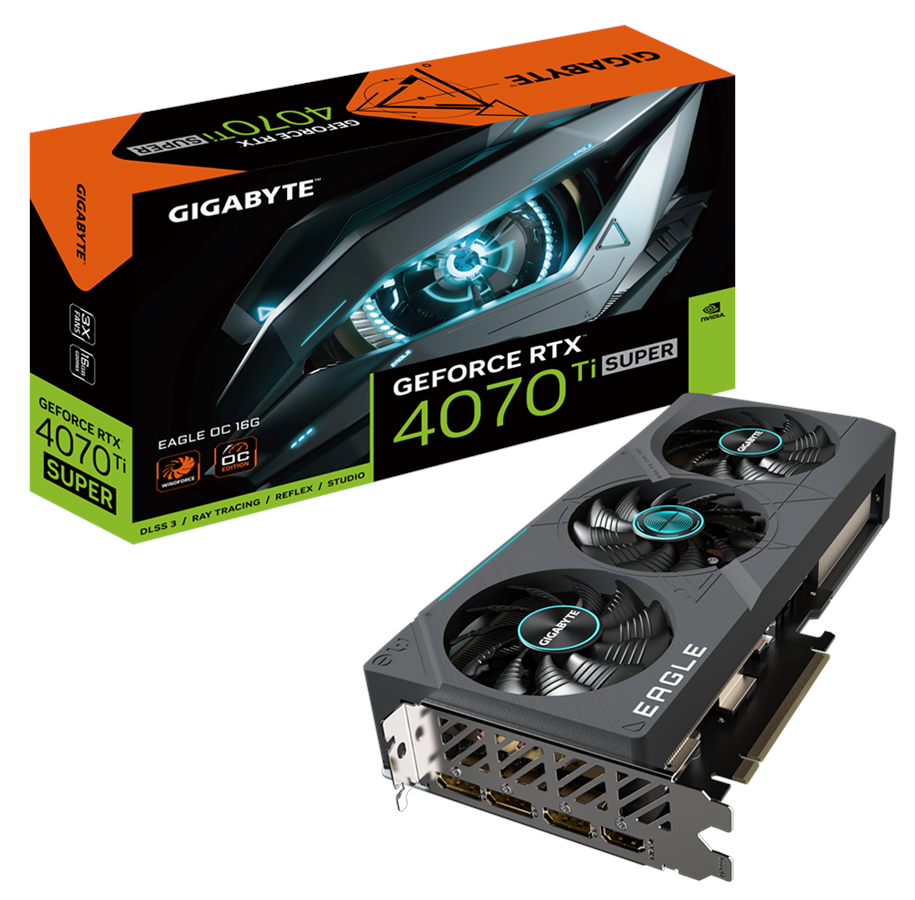 Karta graficzna - GIGABYTE GeForce RTX 4070 Ti SUPER EAGLE OC - 16GB GDDR6X RAM - Karta graficzna - GV-N407TSEAGLE OC-16GD