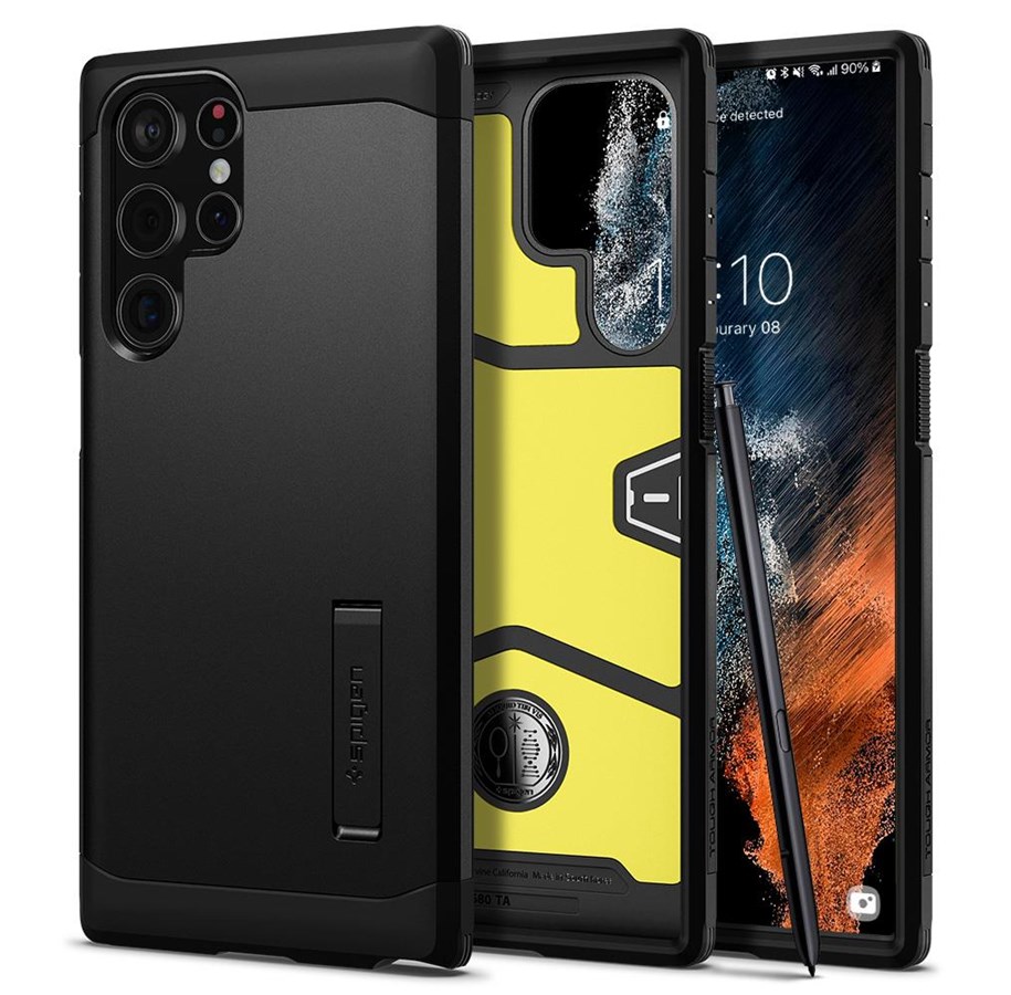 Telefon - Pokrowiec i etui - Spigen Tough Armor - black - Samsung Galaxy S22 Ultra *DEMO* - ACS03923