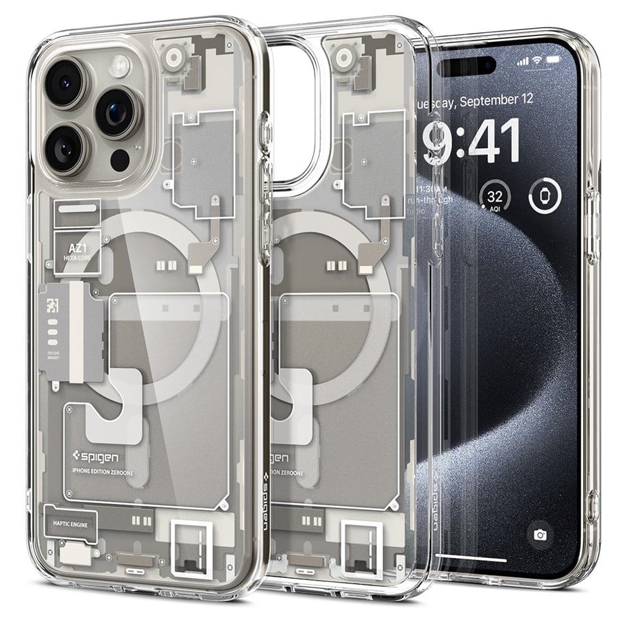 Telefon - Pokrowiec i etui - Spigen Ultra Hybrid MagSafe - zero one natural titanium - iPhone 15 Pro - ACS07216