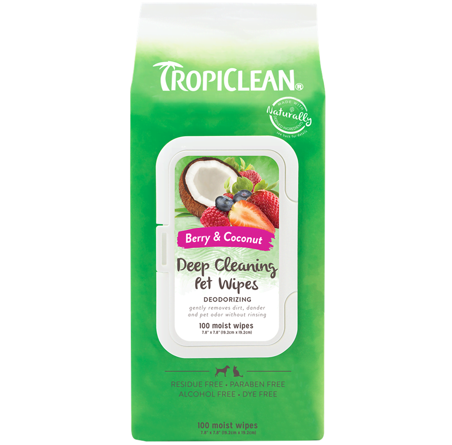 Psy - Tropiclean Deep Cleaning Pet Wipes Berry & Coconut (100-Pack) - 61810