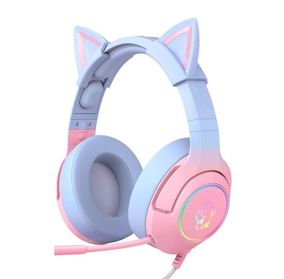 Sluchawki, zestaw sluchawkowy - ONIKUMA Gaming headphones K9 Pink/Blue - K9PB RGB 3.5mm