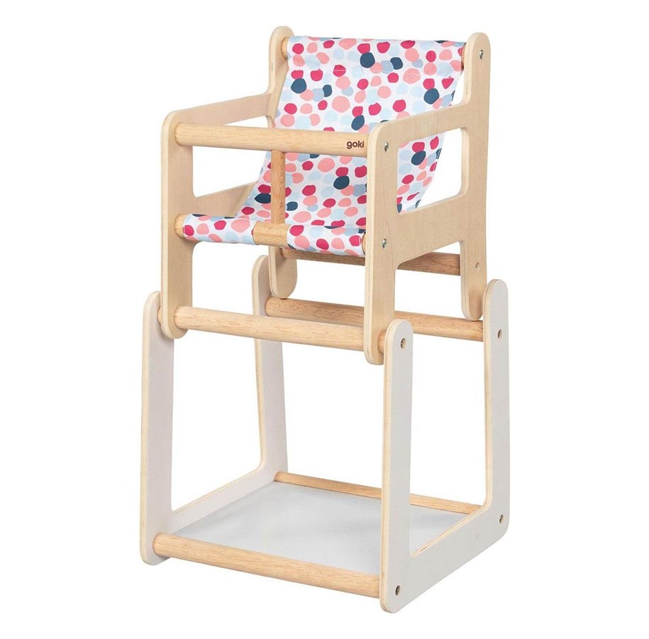 Lalki i akcesoria - Goki Wooden Doll Chair with Table 2in1 - 51483
