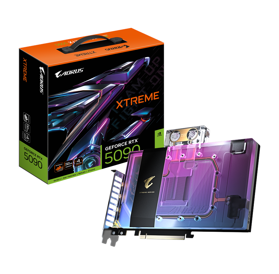 Karta graficzna - GIGABYTE GeForce RTX 5090 AORUS Xtreme WaterForce WB - 32GB GDDR7 RAM - Karta graficzna - GV-N5090AORUSX WB-32GD