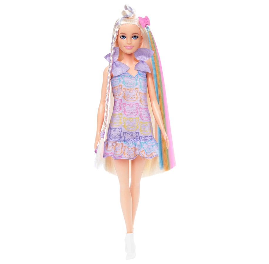 Lalki i akcesoria - Barbie Fun & Fancy Doll & Accessories Blonde Fashion Doll With Extra-Long Hair & 2 Looks - JCT72