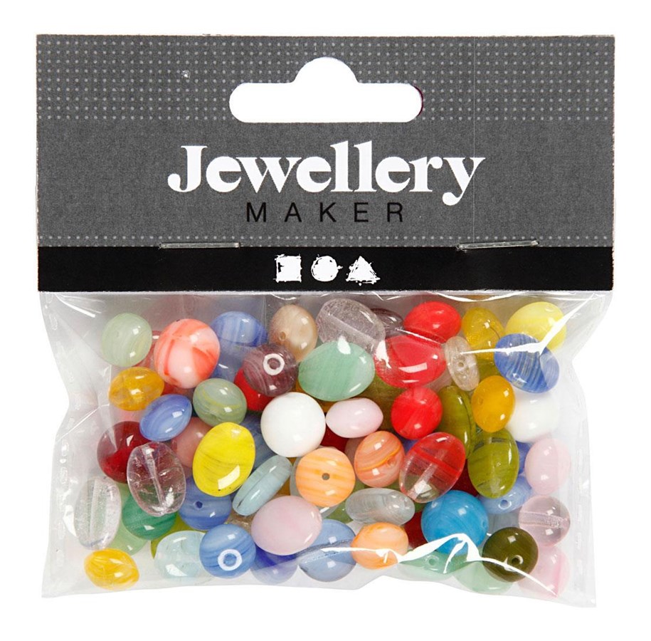 Kreatywne gry - Creativ Company Glass Beads Various Round Oval Circle 60 grams - 684250