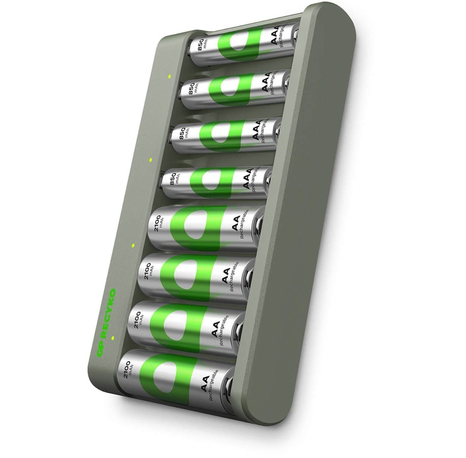 Bateria - GP Battery Charger E821 8-Slot with 4xAA 2100mAh + 4xAAA 850mAh - 202267