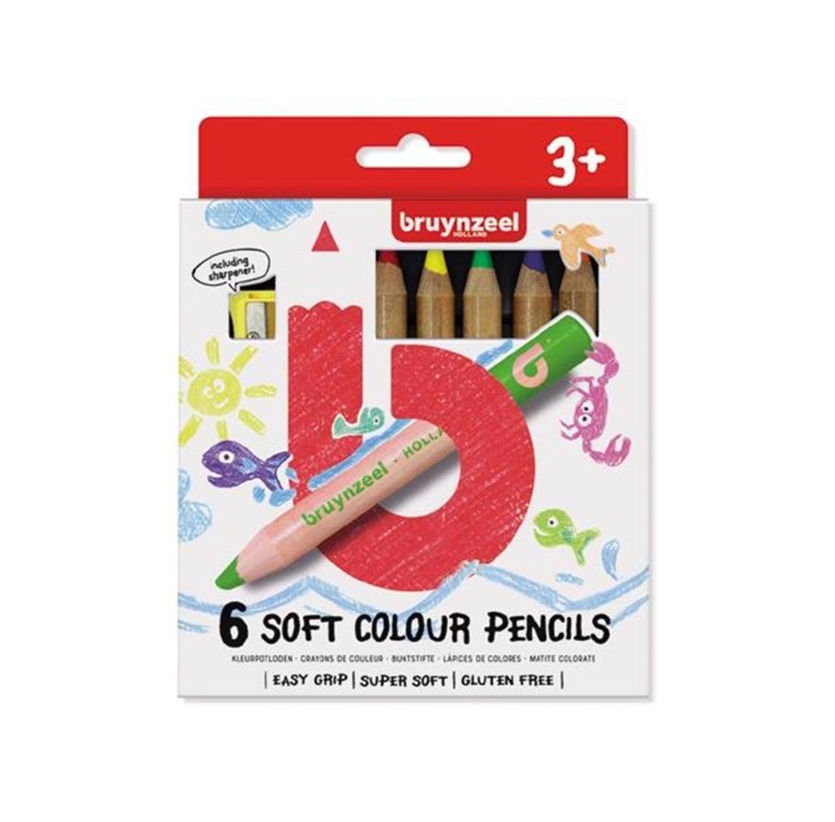 Przybory do pisania i rysowania - Bruynzeel Kids Soft Colored Pencils 6 pcs. - 60119006