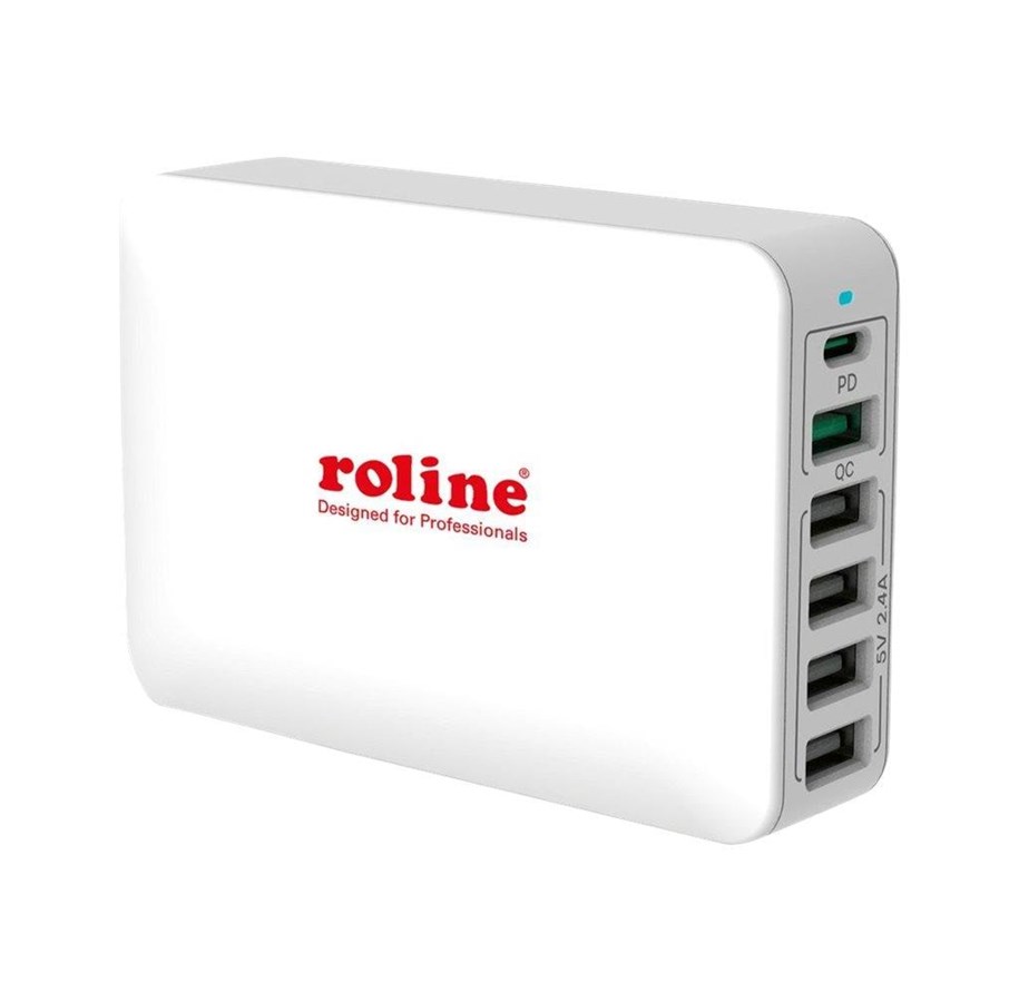 Telefon - Adapter i Ładowarka - Roline power adapter - 24 pin USB-C 5 x 4 pin USB Type A - 60 Watt - 19.11.1055