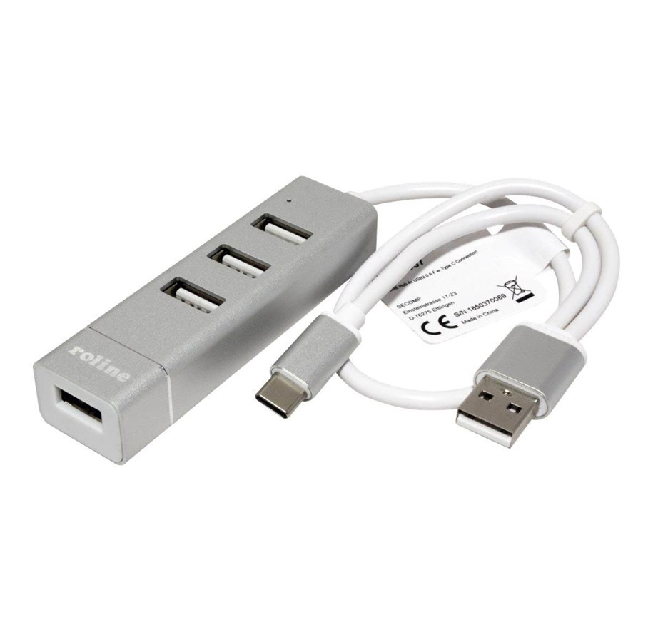 USB hub - Roline USB 2.0 Notebook Hub USB hub - 4 - Srebrny - 14.02.5037